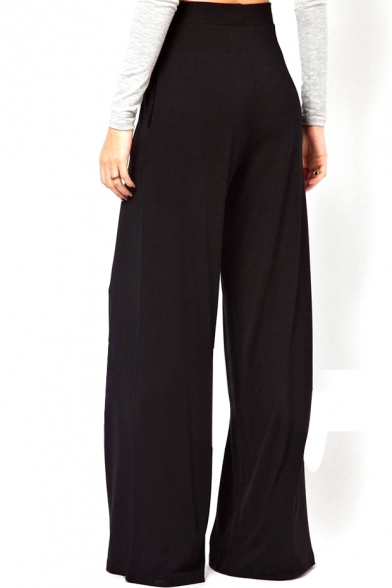 black high waisted wide leg pants