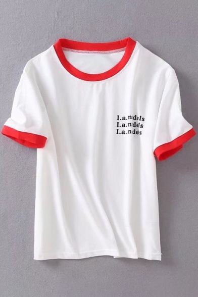 Contrast Trim I A MODELS Letter Printed Round Neck Short Sleeve Tee, Black;red, LC469697
Contrast Trim I A MODELS Letter Printed Round Neck Short Sleeve Tee, Black;red, LC469697