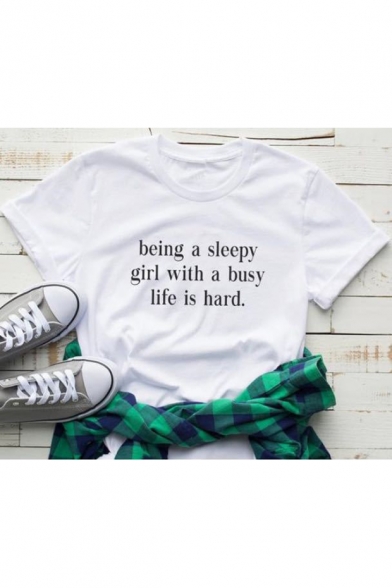 New Arrival Trendy Short Sleeve Round Neck Letter Printed White Tee, LC498899
New Arrival Trendy Short Sleeve Round Neck Letter Printed White Tee, LC498899
