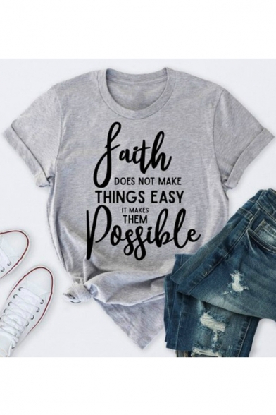 FAITH DOES NOT MAKE THINGS EASY Letter Printed Round Neck Short Sleeve Cotton Tee, Black;pink;red;white;sky blue, LC515626
FAITH DOES NOT MAKE THINGS EASY Letter Printed Round Neck Short Sleeve Cotton Tee, Black;pink;red;white;sky blue, LC515626