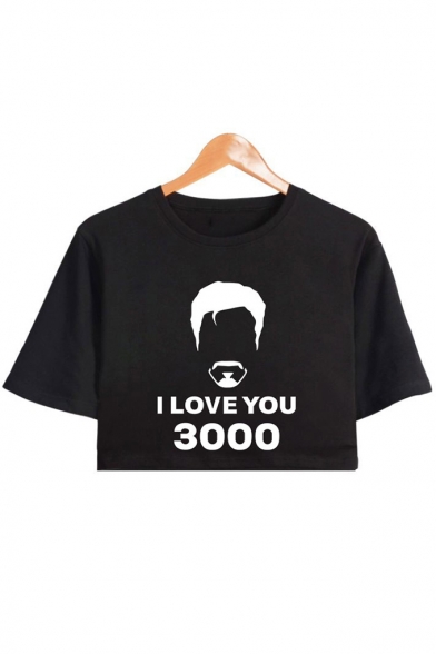 Popular Figure Letter I LOVE YOU 3000 Basic Short Sleeve Cropped T-Shirt for Girls, LM524610, Black;pink;white;gray
Popular Figure Letter I LOVE YOU 3000 Basic Short Sleeve Cropped T-Shirt for Girls, LM524610, Black;pink;white;gray