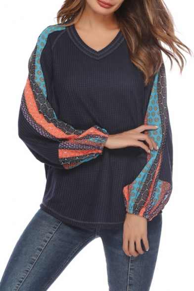 Hot Popular Tribal Geometric Printed Lantern Long Sleeve V-Neck Casual Loose Knit T-Shirt, Dark blue;gray;light blue, LM537711
Hot Popular Tribal Geometric Printed Lantern Long Sleeve V-Neck Casual Loose Knit T-Shirt, Dark blue;gray;light blue, LM537711