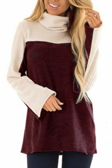 Trendy Two-Tone Colorblock Turtleneck Long Sleeve Loose Fit T-Shirt, LM552810, Black;blue;burgundy;green;purple
Trendy Two-Tone Colorblock Turtleneck Long Sleeve Loose Fit T-Shirt, LM552810, Black;blue;burgundy;green;purple