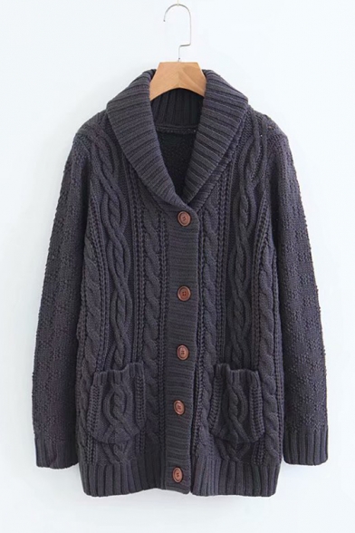 New Arrival Plain Collared Single Button Cable Knit Long Sleeve Cardigan for Women, Black;khaki, LM558411
New Arrival Plain Collared Single Button Cable Knit Long Sleeve Cardigan for Women, Black;khaki, LM558411