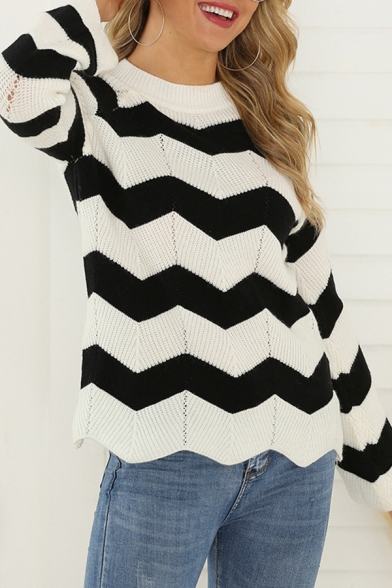 Stylish Women's Long Sleeve Crew Neck Stripe Pattern Hollow Out Knit Relaxed Fit Pullover Sweater in White, LM595527
Stylish Women's Long Sleeve Crew Neck Stripe Pattern Hollow Out Knit Relaxed Fit Pullover Sweater in White, LM595527