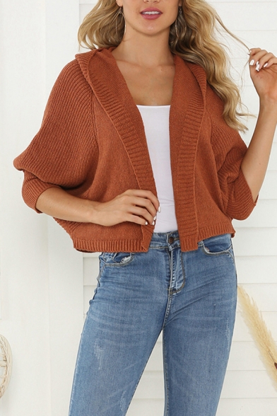 Popular Chic Women's Solid Color Batwing Sleeve Open Front Knitted Crop Relaxed Cardigan, Brown;pink, LM595476
Popular Chic Women's Solid Color Batwing Sleeve Open Front Knitted Crop Relaxed Cardigan, Brown;pink, LM595476