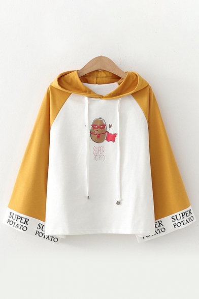 Unique Womens Bell Sleeve Drawstring Letter SUPER POTATO Potato Graphic Colorblock Relaxed Hoodie, White;yellow, LM611876
Unique Womens Bell Sleeve Drawstring Letter SUPER POTATO Potato Graphic Colorblock Relaxed Hoodie, White;yellow, LM611876
