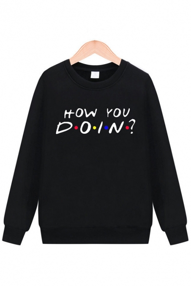Popular Girls Long Sleeve Round Neck Letter HOW YOU DOING Printed Relaxed Fit Pullover Sweatshirt, Black;red;gray;navy, LC607974
Popular Girls Long Sleeve Round Neck Letter HOW YOU DOING Printed Relaxed Fit Pullover Sweatshirt, Black;red;gray;navy, LC607974