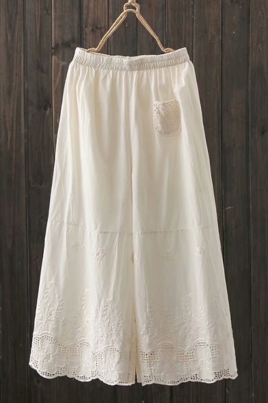 Vintage Womens Plain Elastic Waist Lace Patched Scallop Long Length Wide-leg Pants, White;beige, LM643486
Vintage Womens Plain Elastic Waist Lace Patched Scallop Long Length Wide-leg Pants, White;beige, LM643486