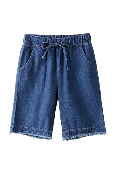 Stylish Shorts Plain Pocket Drawstring High Rise Elastic Pleated Raw Edge Denim Shorts for Ladies, Blue;light blue, LM677799
Stylish Shorts Plain Pocket Drawstring High Rise Elastic Pleated Raw Edge Denim Shorts for Ladies, Blue;light blue, LM677799