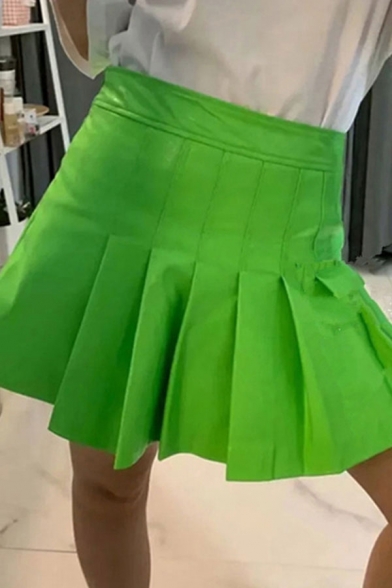 Womens Skirt Stylish Solid Color PU Leather High Rise Short A-Line Pleated Skirt, Black;green, LM683893
Womens Skirt Stylish Solid Color PU Leather High Rise Short A-Line Pleated Skirt, Black;green, LM683893