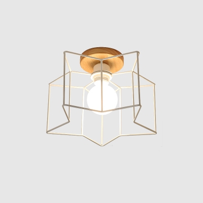 Industrial 12''W Flushmount Ceiling Light with Pentagram Metal Cage in Nordical Style, HL462374
Industrial 12''W Flushmount Ceiling Light with Pentagram Metal Cage in Nordical Style, HL462374