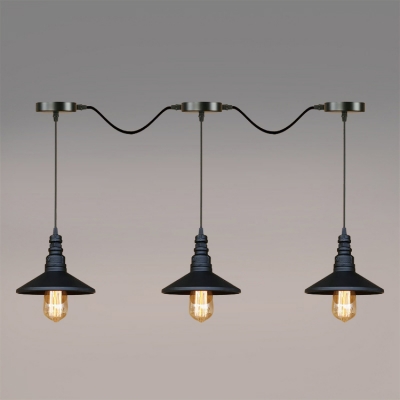 Industrial 3 Light Multi Light Pendant with Saucer Metal Shade, Black, HL460557
Industrial 3 Light Multi Light Pendant with Saucer Metal Shade, Black, HL460557