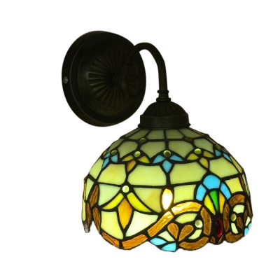 Vintage Tiffany Downward Bowl Design Wall Sconce with Blue&Yellow Stained Glass Shade, 8"W, HL469052
Vintage Tiffany Downward Bowl Design Wall Sconce with Blue&Yellow Stained Glass Shade, 8"W, HL469052