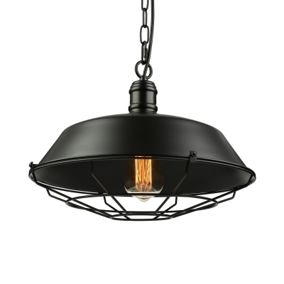 Vintage Cage Style 1 Light Pendant with Metal Guard in Black Finish 14'' Wide, HL424938
Vintage Cage Style 1 Light Pendant with Metal Guard in Black Finish 14'' Wide, HL424938