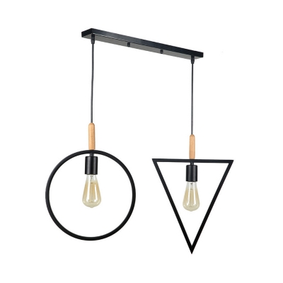 Industrial Ring Triangle Ceiling Light Metal 2 Lights Black Suspension Lamp for Dining Room, HL530470
Industrial Ring Triangle Ceiling Light Metal 2 Lights Black Suspension Lamp for Dining Room, HL530470
