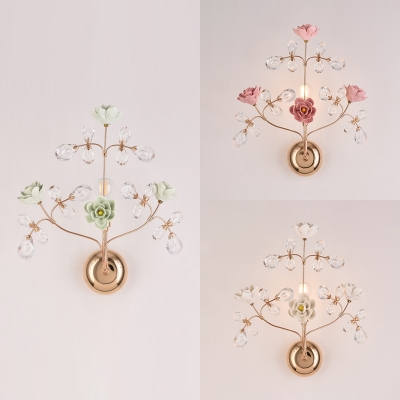 1 Light Twig Wall Light with Crystal & Blossom Luxurious Metal Wall Lamp in Green/Pink/White for Bedroom, HL539337
1 Light Twig Wall Light with Crystal & Blossom Luxurious Metal Wall Lamp in Green/Pink/White for Bedroom, HL539337