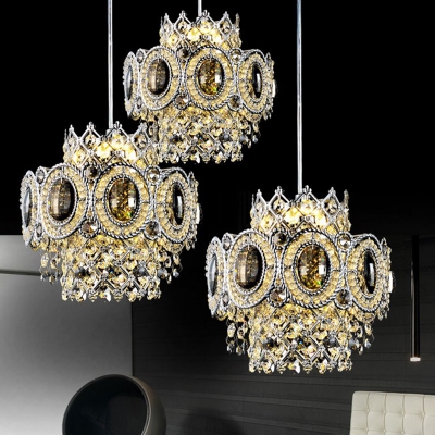 3 Heads Cluster Pendant Light Cylinder Hand-Cut Crystal Hanging Lamp in Chrome for Restaurant, HL623034
3 Heads Cluster Pendant Light Cylinder Hand-Cut Crystal Hanging Lamp in Chrome for Restaurant, HL623034