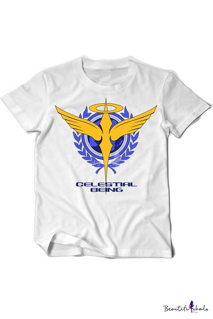 celestial being letter graphic printed round neck