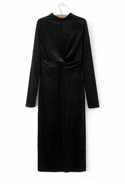 New Arrival Stand-Up Collar Long Sleeve Wrap Sash Front Plain Velvet, Black
New Arrival Stand-Up Collar Long Sleeve Wrap Sash Front Plain Velvet, Black