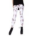 White Long Leggings in Colorful Butterfly Print