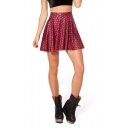 Popular Sweet Red Fish Scale Print Pleated Skirts