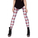 Elastic Leggings with Red and White Cans Print