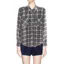 BoyFriend Style Loose Plaid Long Sleeves Shirt with Pockets