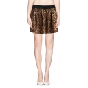 Leopard Print Elastic Waist Zip Side Skater Skirt