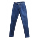 Seam Detail Concise Skinny Jeans with Double Button