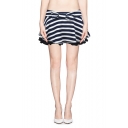 Sweet Stripe Print Bow Front Pleated Skorts