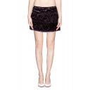 Lace-Trimmed Elastic Waist Knee-Length Tiered Skirt