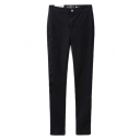 Solid Concise High Rise Zip Fly Slim Jeans