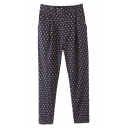 Star-print Elastic Waist Trousers with Pockets