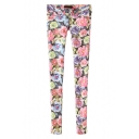 Charming Floral Print Pencil Pants with Low Rise
