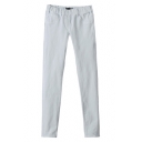 Plain Skinny Crop Pants with Elastic Waist and Pocket