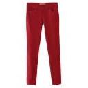 Plain Pocket Front Skinny Pants with Zipper Fly