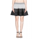Mono Polka Dot Print Mini Skirt in High Waist
