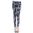 Charming Skinny Pocker Front Jeans in Floral Print