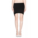 Black Elastic Waist Skinny Skirt with Dip Hem