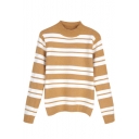 Stripe Print Round Neck Long Sleeve Sweater