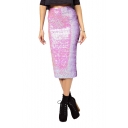 Tea-length Pencil Skirt with Gradient Glitter Sequins