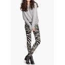 Fitted Zebra Pattern Pencil Pant with Double Pocket Back