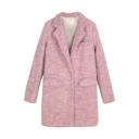 Plain Notched Lapel Longline Wool Coat with Single-breasted