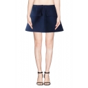 Plain Zipper Fly Mini A-Line Skirt with Two Fake Pocket
