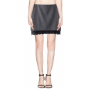 Plain Fitted Zipper Fly Lace Hem Woolen Mini Skirt