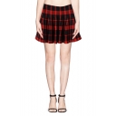 High Waist Classic Plaid Mini Skirt with Ruffle Hem