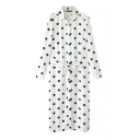 Longline Polka Dot Pattern Shirt Style Dress