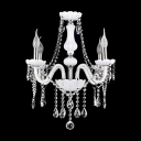 Four Lights Candelabra Style Chandelier with Crystal Strands and White Shimmery Droplets