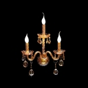 Sophisticated Three Light Crystal Wall Sconce with Graceful Curving Arm
